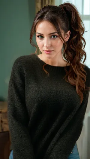 Una mujer con pelo casual y vestida con ropa casual se sentó en una mesa, escribiendo en su portátil. Estaba profundamente pensada, tocando el teclado. De repente, oyó una voz detrás de ella diciendo "Disculpeme, ¿puedo prestarme su