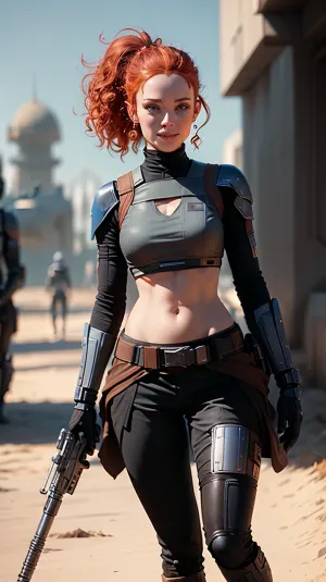 カメラのダイナミックな角度は、レイが銃を発射し、バレルから上昇する煙の細い線に続いています。 彼女の動きは流体と精密で、彼女の目は彼女のターゲットにロックされました。 強度にシネマティック照明を追加しました