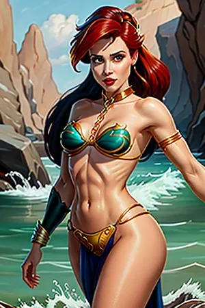 Ariel, 디즈니의 클래식 영화 "The Little Mermaid"의 Little Mermaid는 금속 노예 비키니에서 멋진 공주 Leia 복장을 만들기 위해 다음 수준의 cosplay에 대한 그녀의 사랑을 촬영했습니다. 그녀의 모유는 금속에 단단히 포함되어 있습니다