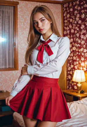 La colegiala rusa con ropa de puta japonesa de colegiala estaba tomando un descanso de su apretado horario. Había estado trabajando duro para ganar dinero para su familia, y necesitaba un descanso para recargar. Mientras se sentaba en el sofá, paseando por ella