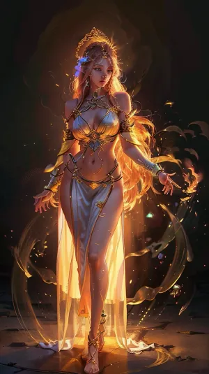 आग पर पतला पुजारी प्राचीन मंदिर के सामने खड़ा था, उसकी स्लिम कमर और हेडगियर ने फोटोन मैपिंग से प्रकाश को पकड़ लिया। उसकी स्लिम बॉडी पूरी तरह से मूर्तिकला थी, जिसमें पूर्ण शरीर प्रतिपादन और पेशेवर प्रकाश व्यवस्था थी। वह कपड़े पहने हुए थे जो शारीरिक रूप से थे