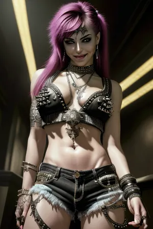 Uma mulher vestindo ultra-alta qualidade, altamente detalhado, e high-res AI gerou shorts com shorts cravejados que a fazem sentir como se ela estivesse ao lado da obra-prima fotorealista