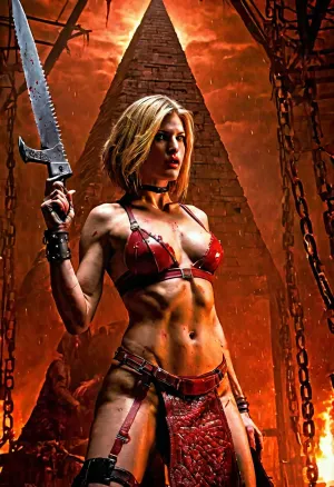 Em um mundo onde a AI avançou para o ponto de criar obras-primas realistas de fotos, um grupo de artistas decidiu criar uma obra-prima ultra realista 8k com alta qualidade e altamente detalhado. Usaram mamas enormes, correntes, muitos sangue, horroroso