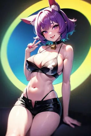 In einer Geschichte über ein Mädchen mit hellen lila Make-up, große Brüste und kurze Haare hatte sie hohe Socken auf ihren Füßen und Knallen, die alle Gesichtszüge waren. Ihre Nase war dünn und ihr Gesicht war hellweiß. Sie hatte hohe Socken