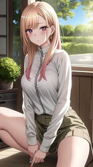 马琳以大胸,长发,高品质的金耳环,为北川的粗糙金发创造了现实而详细的形象. 她用自己的技巧创造了 北川在现实生活中完美的色情形象