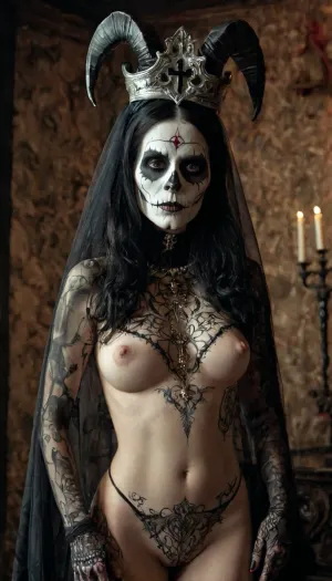 Papa Emeritus IV の服の女性は、彼女の体を通して性的なエネルギーを生成する能力で知られていました。彼女は彼女のロックとロール性能のインスピレーションとして使用しました。 彼女は彼女の胃にポペの入れ墨を持っていたし、彼女は使用しました