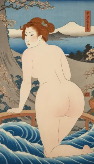Çıplak curvy olgun ginger kadın Hokusai güzel sanat tarzı Kanagawa resimleri uzun bir gün sonra rahatlamak için mükemmel bir yoldur. UtagawaKuniyoshiXL'in AI tarafından üretilen porno resmi mükemmel bir ek oldu