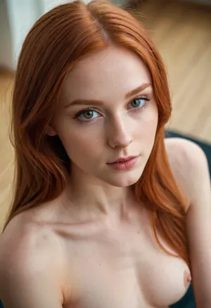 22 세의 학생은 높은 상세한 피부와 얇은 허리와 함께 photorealistic AI 포르노 사진을 위해 만들어졌습니다. 그녀의 빨간 머리 was flowing 아래로 그녀의 백 로 그녀 posed 용 the camera