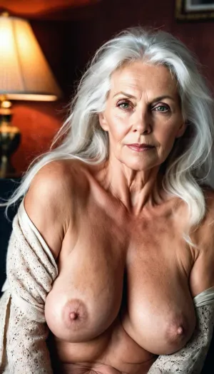 Uma criança de 50 anos mulher sueca com cabelo branco longo fluindo mesquinho, rosto bonito, enormes seios nus, e imagem sexy foi o assunto de uma história pornográfica