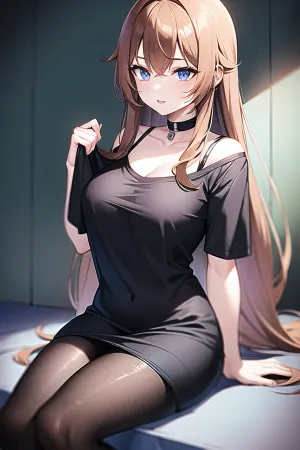 Uma mulher com cabelo castanho longo e peitos grandes sentou-se em sua mesa, digitando para fora em seu computador. De repente, ela ouviu uma batida à porta. Era um homem de entrega com um pacote para ela. Ela abriu a porta e assinou por ela,