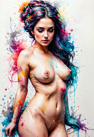 I colpi di pennello dell'artista erano così precisi che l'inchiostro si schiantò attraverso la tela, creando una bella immagine di una donna greca con seni naturali. I colori erano così vivaci che sembravano saltare dalla pagina