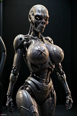 No ano de 2050, uma equipe de cientistas criou um programa AI capaz de gerar imagens de alta resolução altamente realistas e ultra-altas. Usaram-no para criar uma imagem de resolução ultra-alta de 8k de um exterminador alienígena feminino, capturando cada detalhe de