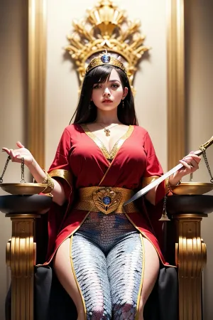 एआई उत्पन्न अश्लील चित्र एक उत्कृष्ट कृति है, जिसमें उच्च गुणवत्ता और विस्तृत बनावट, छाया और गहराई है। प्रत्येक पैन सबूत के वजन का प्रतिनिधित्व पूरी तरह से प्रत्येक पक्ष से फेंक करने के लिए संतुलित है। केंद्रीय बीम से नीचे लटके दो पैन पूरी तरह संतुलित होते हैं