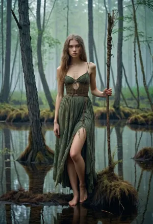 La giovane strega russa inciampò attraverso la palude di fantasia cazzuta, il suo vestito addomesticato che gira intorno alla sua vita sottile. Lei ha afferrato un piccolo dipinto di una donna nuda nelle sue mani ossee, e mentre camminava, lei svettava indietro e