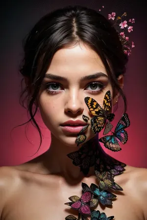 Siluette, 그녀의 놀라운 창의력으로 알려진 여성과 텍스트 프롬프트를 사용하여 현실적인 포르노 이미지를 생성 할 수있는 능력, 태양에서 떠난 leonsio 나비의 그룹에 흠뻑. 그녀는 그녀가 캔버스에 자신의 아름다움을 캡처 한 것을 알고