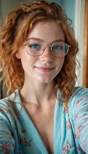 La giovane ragazza, con i suoi capelli di zenzero e lentiggini, stava prendendo un selfie davanti allo specchio. Aveva occhi azzurri di ghiaccio perfetti e un sorriso che potrebbe sciogliere il cuore di qualcuno. La sua foto in topless era di lei in una posa sexy