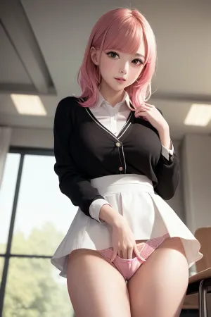 La giovane ragazza adulta con le gambe alte carine e la camicia senza bottoni era seduta nella sua classe, fissandosi alla mano mentre si strofinava le cosce. Aveva un reggiseno rosa che mostrava la sua scollatura e una camicia bianca che abbracciava le curve