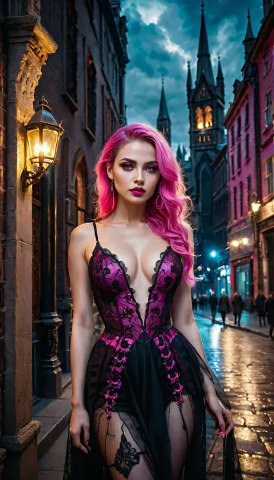 In a world where technology and magic coexist, Vibrant Pink lives in Amber Eyes' body. Together they explore the city, marveling at its beauty and discovering new wonders every day