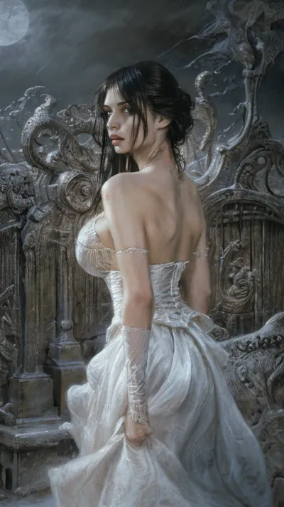 A menina fantasma estava em frente à estátua maciça, sua pele transparente brilhando na luz da lua. Ela chamou a atenção para ele como se quisesse tocar no rosto ou no peito, mas depois desapareceu no ar antes que pudesse reagir. Ele sabia melhor