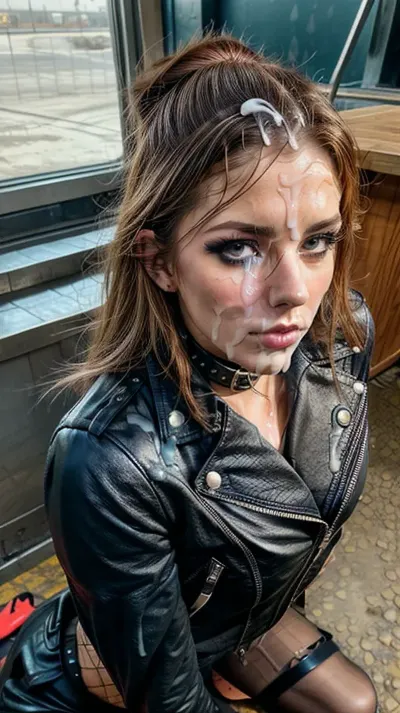 woman, Subway station, symmetric, bagging, cum on clothes, had grab, biker leather jacket, dark makeup, underground station, dark lightning, boots, leather, guy, man with dick, collar, cloth, spltc, with, spikes, easynegative, amateur, flash, photo, dark, background, swapping, covered, in, ejaculation, projectile, cumdrip, ng_deepnegative_v1_75t, cumfacial55, cum, on, face, cumshot, cumfacial, facial, PUl3gg2ngs, latex, pants, skin, tight, smegma, ablisswwe2023, <lora:cum_on_cloth:.5>, <lora:bukkake_v0.4:.5>, <lora:leather jacket with spikes_v2-000007:.5>, <lora:add_detail:.5>, <lora:cum_b1:.5>, <lora:more_details:.5>, <lora:cumfacial55_v2:.5>, <lora:PUl3gg2ngs:.5>, <lora:smegma_v0.4:.5>, <lora:ablisswwe2023:.5>