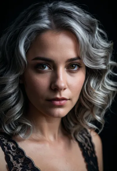 La ragazza nella foto indossa un vestito di pizzo nero e il suo volto è ombreggiato dallo sfondo scuro