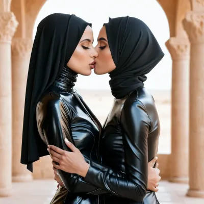 Dos mujeres se besan apasionadamente, sus labios encerrados en un profundo e íntimo abrazo