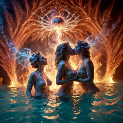 दो लड़कियों को भावुक रूप से चुंबन किया गया था, उनके शरीर को पसीना के साथ चाटना किया गया था क्योंकि उन्होंने एक दूसरे के वक्र और दरार की खोज की थी। अचानक, लड़कियों में से एक चुंबन से दूर हो गया, उसकी आँखें डर से चौड़ी हो गई। वह पीछे कुछ करने के लिए इशारा किया