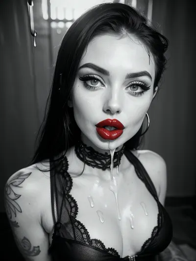 The AI generated picture depicted a stunningly beautiful woman with a classic costume with elements of modern fetish, an over-detailed hyperrealistic stunningly beautiful woman, dressed in modern lace fashion, combined with classic tailoring style from head to toe