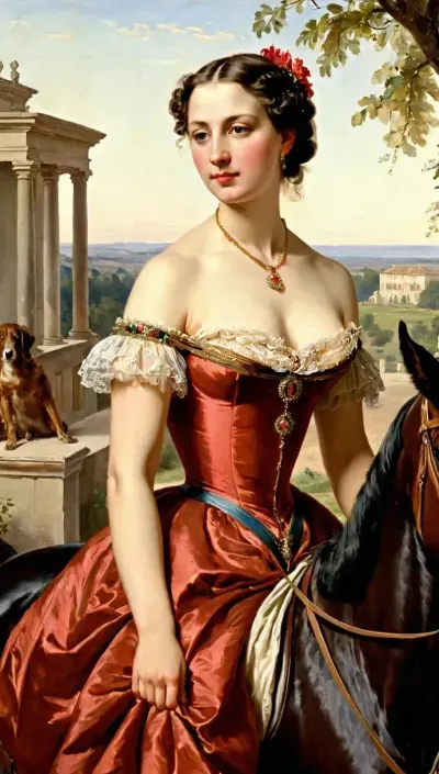 Giovannina, una ragazza affascinante, cavalca su cavallo nero fino alla terrazza aperta di una ricca villa italiana. Amatsilia, sua sorella, la guarda con ammirazione. Giovannina ferma il cavallo e salta fuori per salutare Amatsilia