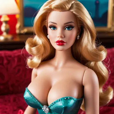 La bambola ariel è stata posata in una stanza buia, con il suo rossetto sulle labbra e il ritratto del corpo intero mostrato in modo prominente. Il suo vestito era rivelatore e sexy, mostrando le sue curve in tutti i posti giusti. Gli occhi della bambola ariel erano chiusi