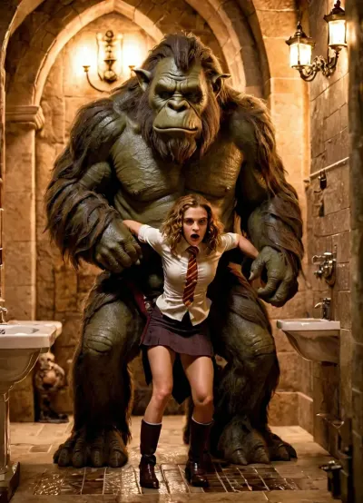 Hermione Granger était une petite fille mignonne avec de gros seins et un cul serré. Elle aimait porter son uniforme d'école, qui se composait d'une jupe courte et de chaussettes haut au genou. Un jour, alors qu'elle était dans la salle de bain prenant une douche,