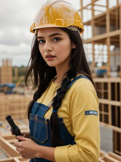 El obrero de la construcción se sorprendió por la belleza de la chica que sostiene un destornillador, con las tetas naturales de pequeño y los labios llenos. Sus ojos eran azules profundos, y sus pestañas largas le hacían parecer seductora. Llevaba una fotografía profesional
