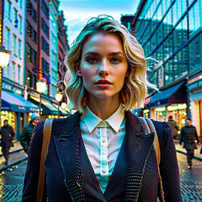 Кэролайн, женщина с короткими волосами, очками и книгой в руке, создала искусственно созданную картину себя в машине. Она была удивлена, насколько реалистично это выглядит, и решила поделиться этим в социальных сетях