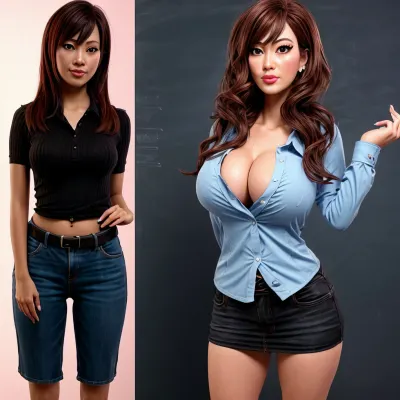 Teacher, 35, bimbofication, 3DMM, <lora:bimbofication:.75>, <lora:3DMM_V12:.5>