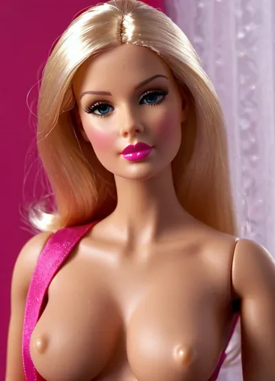 Kadının yaşam boyu barbie doll plastik deriden yapılmıştı ve çıplak kedisi pembe nipples idi. Onu bacaklarıyla seksi bir pozda gösteren duvarda bir resim vardı geniş açık açık