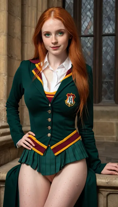 La mujer en la foto era una bruja, con pelo largo y ojos grandes. Tenía una mirada verde perfecta y un pelo de jengibre que se cayó por la espalda. En la foto, se sentó seductoramente en una silla con una pierna separada,