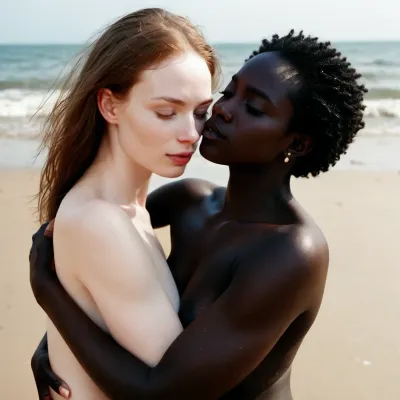 Eine zierliche Frau mit einem engen Körper und langen, üppigen Haar stand am Strand, trug einen kleinen Bikini, der ihre Kurven perfekt umarmte. Sie wurde von einem Mann angesprochen, der einen intensiven Blick in seine Augen hatte und sich anscheinend annahm