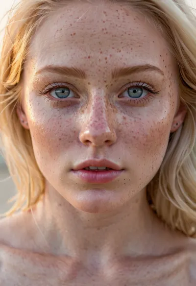 ultra detailed albino nude girl, (freckles), looking into the camera, intricate, elegant, super highly detailed, smooth, sharp focus, no blur, no dof, blonde pink, so cute, ultra realism, leonsio, ultra-detailed, professional photography, masterpiece, photo-realism, perfect eyes, perfect big detailed dick, detailed eyes, perfect vibrant eyes, realistic, award winning photography, dslr, highest quality, insanely detailed, bright eyes, Highly detailed Portrait, sharp eyes, 35 mm, 8k, sharp, highly detailed skin, photo, hyperrealistic, at the beach at night