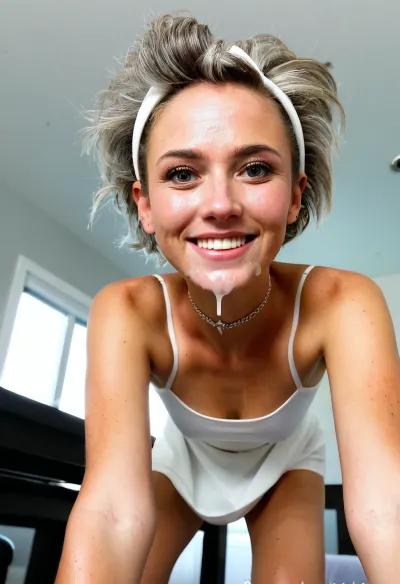 カメラの前で40歳の女性が立っていた、彼女の髪は完璧にスタイルされ、完璧なメイクをします。 彼女は彼女の曲線を完全に抱きしめられたセクシーな白いドレスを着ていました。 彼女の化粧は完璧だった、強調