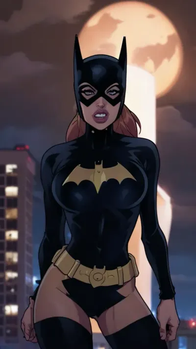 very hot batgirl, very tall perfect body, bat mask, very tight very high waist black latex batgirl uniform, very heroic pose, cut out on costume to expose puffy long nipples and hairy cameltoe pussy and big asscheeks, on top of skyscraper at storm night rain dark clouds lightnings, with batsignal in the sky, GAME_GothamKnights_Batgirl_ownwaifu, <lora:CARTOON_DC_batgirl_ownwaifu-10:.5>, <lora:CherryMouseStreetStyleV4Lora:.7>, <lora:colorize:.5>, <lora:HannaHowo-Shurik_RealPersonTraining_4LV2:.8>, <lora:more_details:.5>, <lora:BigBeautifulNipples_v1:.5>, <lora:legspread-1.1:.5>, <lora:puffy-nipples-v01:.5>, <lora:Barbara-04:.5>