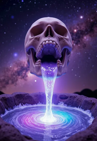 Dreamart: ein kosmischer Biber in der Leere - verwirbelnde Galaxien und der ewige Zyklus