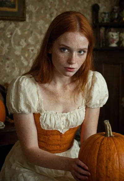 The girl was sitting in front of her computer, browsing through porn websites. Suddenly, she stumbled upon a picture of an extremely pale-skinned girl with huge breasts and a freckled face. She couldn't help but imagine herself as that girl