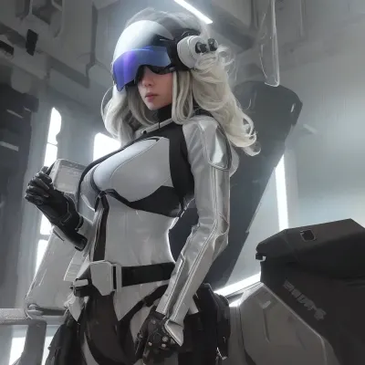 photorealistic, futuristic space fighter pilot, female, asian, japanese, woman, huge breasts, eight breasts, extra breasts, more breasts, alone, shoulder length hair, white hair, space flight suit, space flight helmet, holographic visor, futuristic visor, armour, single person, colour, hair, curly, tail, cut, white, bust, upper torso and head, SilverPulse, hlpr, mad-bdyarmr, rifle, handgun, zeon, pilot, flight, suit, starship, troopers, armor, gloves, shoulder, patch, bulletproof, vest, military, helmet, wearing, a, with, chinstrap, lucy, (cyberpunk\), cyberpunk, glasses, futuristic, led, sliced, bob, beautiful_mistake-6500, <lora:zeon pilot:.3>, <lora:StarshipTroopersArmor-10:.5>, <lora:lucy_offset:.7>, <lora:LED_Glasses-000012:1.5>, <lora:sliced_bob-2.0:.7>, <lora:MoreBoobsPleaseV4-XL-08:1.5>