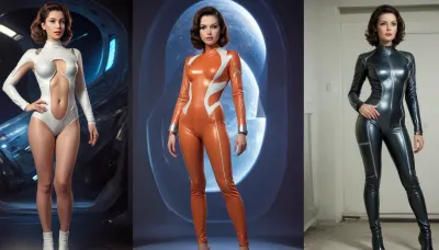 ((style of old pulp scifi poster, Flat 2D Art:1)), side-by-side pictures of 18 year old sexy girls, sexy pose, (((asymmetrical, asymmetric, clothes:1.2))), In the 25th century, Futuristic outfit, (spacesuit, Futuristic clothes, futuristic sexy outfit, assymetric outfit, scifi space uniform, revealing clothes, open clothes, wardrobe malfunction, exposing clothes, cutout clothes, lewd clothes, sexy clothes, intricate details, intimate details, exposed:1.2), retro futuristic colors, scifi, sci-fi, retrofuturism, flightsuit