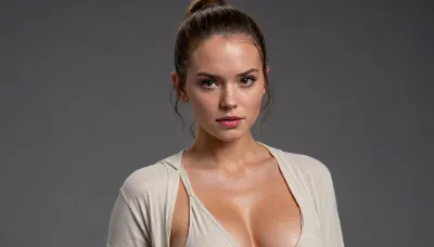 (stunning topless Jedi Rey Palpatine photo), portrait, (full body), (full portrait), photorealistic, (hyper realistic), photorealism, hyperrealism, (ultra realistic), (8k resolution), (ultra detailed), (Instagram model), (professional photography), (masterpiece, best quality), (same color eyes, symmetrical eyes, matching eyes, detailed eyes, detailed pupils), (jedi robe), (intricate clothing, detailed clothing), eyes, striking eyes, captivating eyes, piercing eyes, scandinavian, viking, irish, scottish, big eyes, doe eyes, innocent eyes, microblade eyebrows, subtle makeup, natural makeup, thick lips, plump lips, full lips, fit body, toned body, athletic body, fit thighs, big ass, soft boobs, high boobs, out of breath, deep breathing, flushed face, flushed cheeks, flushed and pink chest, rosy cheeks, elated, muscular body, cute tall, cute face, cute big button nose, summer, happy face, wide jaw, strong jaw, square jaw, high cheekbones, (brown hair), hair, ponytail, ponytail haircut, laid back, shy, shy pose, tanned skin, tanned, sweaty skin, sweaty, prominent tan lines, tan lines, visible tan lines, freckles, visible freckles, freckles on face, dimples, wide hips, narrow waist, tall, long legs, amazon, statuesque, courageous attitude, fiery attitude, high energy, rock star attitude, <lora:Rey_XL:.5>