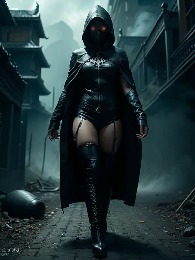 Full body portrait, a hood woman, walking towards the camera, behind her a hooded ghast creeping over her, black communion, perfect desperate frightened eyes, (perfect hands:1.2), (perfect fingers:1.2), perfect feet, perfect vagina, ng_deepnegative_v1_75t, verybadimagenegative_v1.3, was-diablo, ManyEyedHorrorAI, Insertion, ecstasy, DarkFantasy, HorrorFantasy, <lora:NagaSerpentGod_v1:.5>