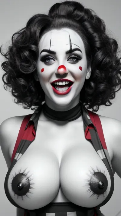 big boobs front facing clown