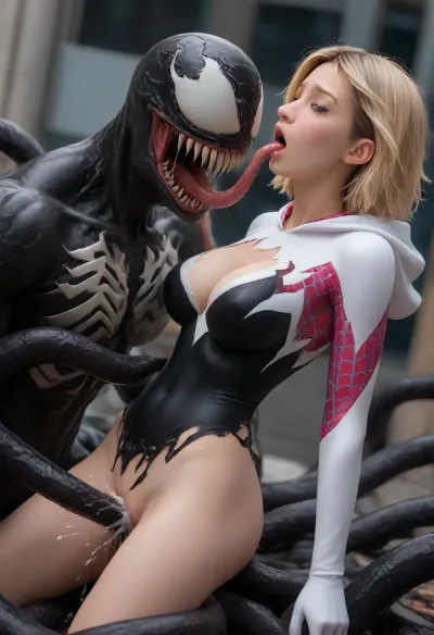 De l'autre côté de l'araignée: une rencontre dynamique - Gwen Stacy et la danse interdite du venin

- Oui.

Au cœur de la ville de New York, une figure frappante s'est distinguée : le Gwen Stacy, 18 ans, mélange de beauté et de grâce. Ses cheveux dorés brillaient sous les lumières de la ville, ses yeux bleus pétillants d'une allure inégalée. Soudain, le monstrueux Venom émerge, ses vrilles noires s'enveloppent de sa petite forme dans une étreinte inattendue. Un doux gémissement a échappé à ses lèvres alors que les tentacules de Venom l'ont envahie dans une double pénétration, anale et vaginale. L'angle dynamique était un spectacle, Venom soulevant Gwen haut au-dessus de la ville, de multiples vrilles enveloppées autour de son corps. Son sperme noir dégoulinait de sa chatte, contrastant nettement contre sa robe blanche vierge. D'un côté, la vue était surréaliste - la symbiote géante de Venom coq pulsant, Gwen se dormant de plaisir, ses cheveux blonds en cascade comme une cascade.