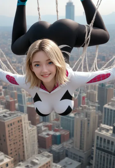 Gwen stacy skyscrapers의 주위에 : 새로운 뉴욕의 높이에서 위험과 아름다움과 춤