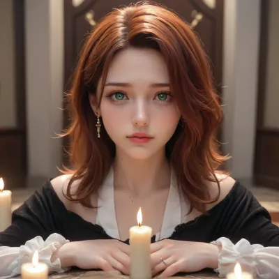 (Throne Room Lighting), Soft, warm candlelight illuminates the space, casting long, tantalizing shadows across the walls and onto your kneeling form. The flickering flames dance in the silver chalices placed strategically around the room, their gentle glow reflecting off the polished marble floors., (Mistress Aethany's Expression), with her red hair and Her emerald eyes burn with an inner fire, a piercing intensity that seems to see right through you, into the depths of your soul. A wicked gleam plays in their depths, hinting at the darker desires that lie beneath her regal facade., (Your Submission), Your face remains tilted upward, lost in the hypnotic pull of her gaze. Tears of joy and reverence glisten on your lashes, mingling with the sweat that beads on your brow from the heat of her touch and the fervor of your devotion.